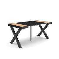 mesa consola extensible mesa comedor plegable 160 para 8 comensales patas madera maciza estilo moderno roble y negro