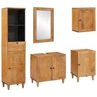 juego de muebles de bano 5 uds marron madera de ingenieria vidaxl