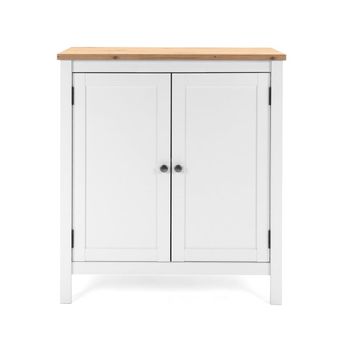 Cómoda de almacenaje 2 puertas 80 cm - acabado blanco y madera
