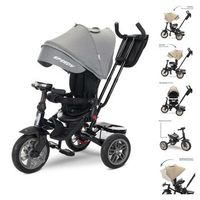 triciclo evolutivo speedy air con ruedas de goma asiento giratorio 360 y capota de lorelli - grey