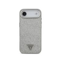 guess funda para iphone air  carcasa de polipiel plata con purpurina y magsafe diseno elegante y ajuste preciso