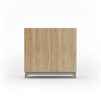 Zapatero de melamina roble dorado patas arena 90x90x27 cm
