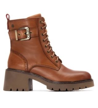 Carmela para mujer. 16256801-CAMEL Botines de Piel 162568 marrón (35), 5 a 8cm, Cremallera, Casual