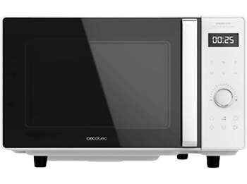 Microondas - Cecotec GrandHeat 2500 Flatbed Touch White, 800 W, 25 l, 8 Funciones, Temporizador, Blanco