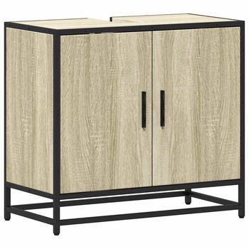 Mueble De Lavabo De Baño Roble Sonoma 65x33x60 Cm Madera De Ingeniería Vidaxl