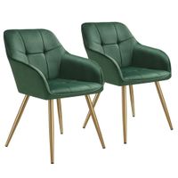 2 sillas de comedor aterciopeladas 58 x 62 x 82 cm verde oscurooro