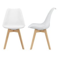 set de 2x sillas de comedor flaten estilo escandinavo cuero sintetico y madera de haya 81 x 49 x 57 cm - blanco encasa