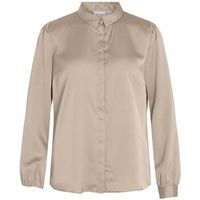 vila blusa noos ellette satin shirt - cement para mujer