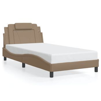Estructura De Cama Viana Sin Colchón Cuero Sintético Capuchino 100x200cm Vidaxl