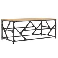 mesa de centro de diseno industrial 100x50x40 cm madera de ingenieria color roble y hierro dec038858
