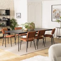 mesa de comedor rectangular negra con patas de metal de 220x100 cm