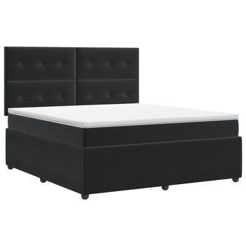 Cama Tapizada 200x160x140,5 Cm Terciopelo - Negro
