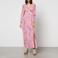 rixo kamilla printed silk-chiffon midi dress - uk 12