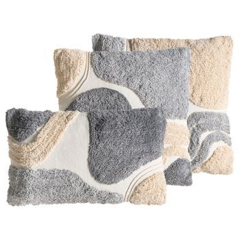 Conjunto De 3 Cojines Decorativos De Algodón Con Diseño Capitoné 45/30 X 45/50 Cm Beige/gris Alstonia