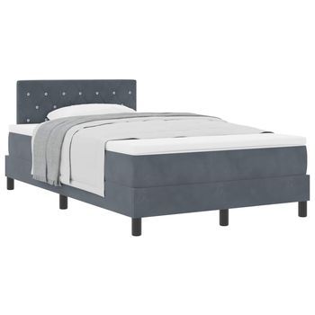 Cama Tapizada 203x123x88 Cm Terciopelo - Gris
