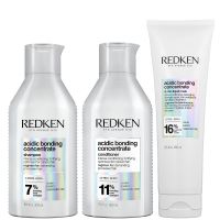 redken acidic bonding concentrate shampoo conditioner and 5-minute liquid hair mask bond repair bundle
