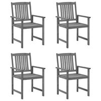 pack 4 uds sillas de jardin  silla de exterior  sillon con cojines madera maciza de acacia gris