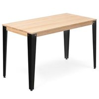 mesa lunds 120x80x75cm negra en madera maciza de pino acabado natural estilo nordico industrial box furniture