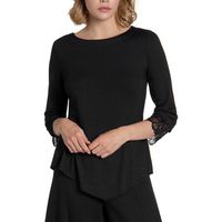 lisca camiseta manga larga la parte superior de la manga tres cuartos impressif negro para mujer