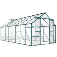 outsunny invernadero de jardin de aluminio y policarbonato con base invernadero con ventana regulable y puerta corredera 244x500x216cm   aosom espana