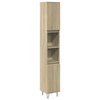 Armario De Baño Madera Contrachapada Roble Sonoma 30x30x190 Cm Vidaxl