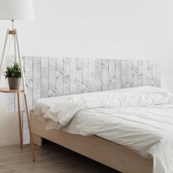 Dhome Cabecero De Madera Reciclada Dm Para Camas De 180 Estilo Palet Vertical Dual Dividido En 2 Piezas Cama Palet Herrajes Incluidos (180cm Dual, Acabado Mármol)