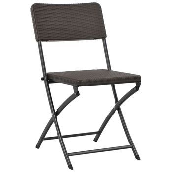 Pack 4 Uds Sillas De Jardín | Silla De Exterior | Sillón Plegables Hdpe Y Acero Marrón