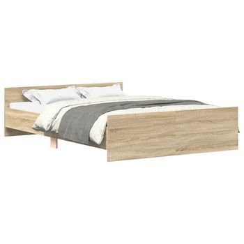 Cama Matrimonial | Cama Para Adultos | Estructura De Cama Con Cabecero Piecero Roble Sonoma 120x200 Cm