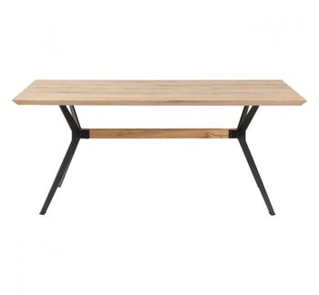 Mesa de comedor para 8 personas, roble macizo y acero l180