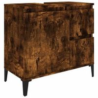 armario de bano madera contrachapada roble ahumado 65x33x60 cm vidaxl