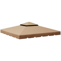 outsunny techo de repuesto para cenador 3x3 m cubierta de repuesto con doble techo y 8 orificios de drenaje caqui   aosom espana