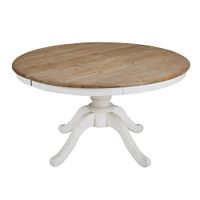 mesa de comedor extensible de pino reciclado y abedul de 140 a 190 cm