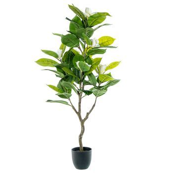 Planta Artificial Magnolia Verde Y Blanco