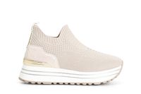 running de mujer en tejido elastico sand