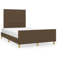 cama matrimonial  cama para adultos  estructura de cama con cabecero tela marron oscuro 120x190 cm