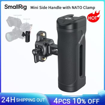 SmallRig Mini Empuñadura Lateral con Abrazadera NATO, Agarre Ligero para Cages con Riel NATO para Sony y DSLR, Ajustable Verticalmente -5947