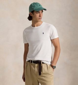 Polo Ralph Lauren para hombre. 710680785003 Camiseta de punto Custom Fit blanco (M), Casual, Algodón, Manga corta