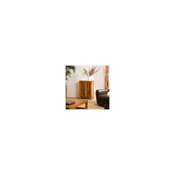 Aparador con 2 puertas persiana de madera de teca marrón