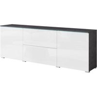 mueble de tv vera 181 cm mueble de television aparador de salon con iluminacion led color materablanco brillo