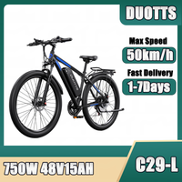bicicleta electrica duotts c29-l de aleacion de aluminio y magnesio con frenos hidraulicos motor de 750w bateria de 48v15ah llantas de 29 pulgadas y 21 velocidades