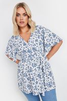 yours top cruzado blanco de flores azules mujer curvy y tallas grandes yours