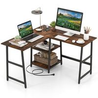 escritorio escritorio esquinero en forma de l con enchufes y soportes puertos usb 120 x 120 x 75 cm marron rustico