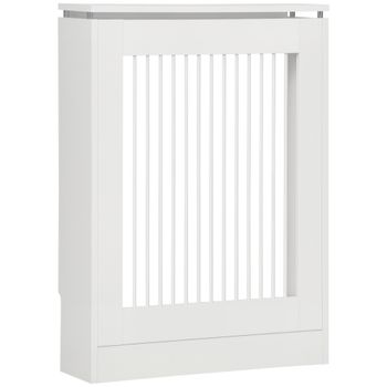 HOMCOM Cubierta de Radiador Cubre Radiador Moderno Pintado de MDF con Estante Superior para Salón Dormitorio 60x18x84 cm Blanco   Aosom España