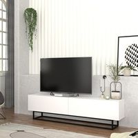 mueble de tv nolven con 2 puertas base corta 180x32x47 cm - blanco encasa