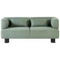 sofa moderno 2 plazas tapizado en material repelente al agua patas de madera reposabrazos rectos verde claro movik