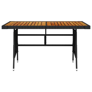 Mesa De Jardín | Mesa De Exterior Ratán Pe Y Acacia Maciza Negro 130x70x72 Cm