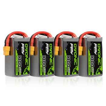 Batería Lipo OVONIC RC 6S 22.2V 1300mAh 100C con Conector XT60 para Avión RC FPV, Coche, Evader BX, Quadcopter, Helicóptero, Camión, Barco, Paquete de 4