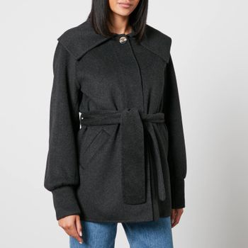 Ganni Belted Wool-Blend Jacket - EU 44/UK 16