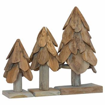 Árbol De Navidad Con Soporte 3 Pcs Marrón Madera De Teca Maciza Vidaxl