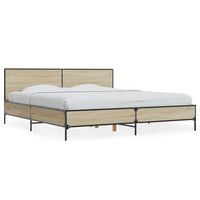 estructura cama madera ingenieria metal roble sonoma 180x200 cm vidaxl